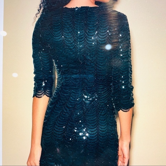 NWT LULU’S Black sequin bodycon dress women size S - Picture 3 of 6